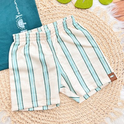 Conj. Camiseta Summer Vocation e Bermuda Listrada - Verde Petróleo 